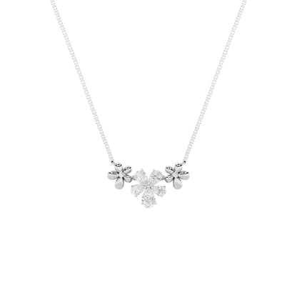 2CTW Pear Lab-Grown Diamond Prong Fancy Flower Necklace 7 Stones