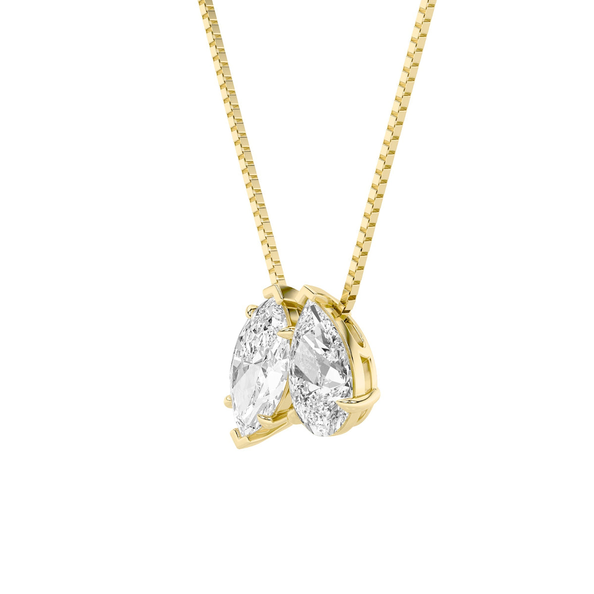 2.5CTW Pear Fancy Yellow & White Lab-Grown Diamond Two Stone Fancy Pendant 2 Stones