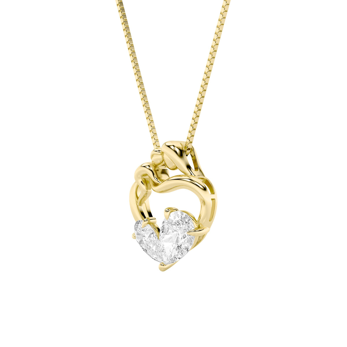 3CTW Pear Lab-Grown Diamond Prong Mother & Child Heart Pendant 2 Stones