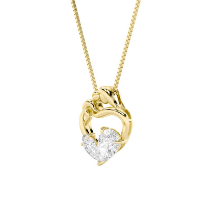 3CTW Pear Lab-Grown Diamond Prong Mother & Child Heart Pendant 2 Stones