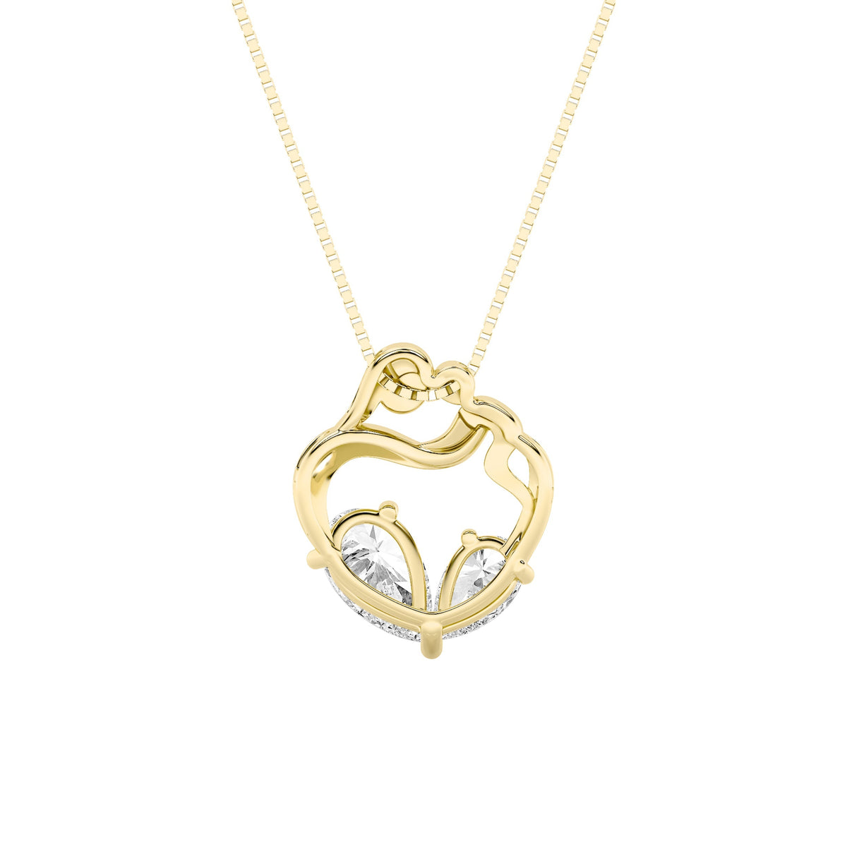 3CTW Pear Lab-Grown Diamond Prong Mother & Child Heart Pendant 2 Stones