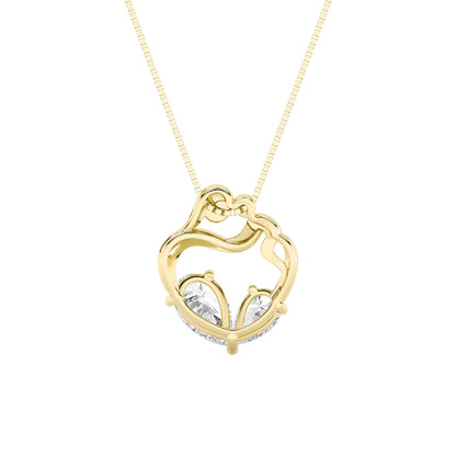 3CTW Pear Lab-Grown Diamond Prong Mother & Child Heart Pendant 2 Stones