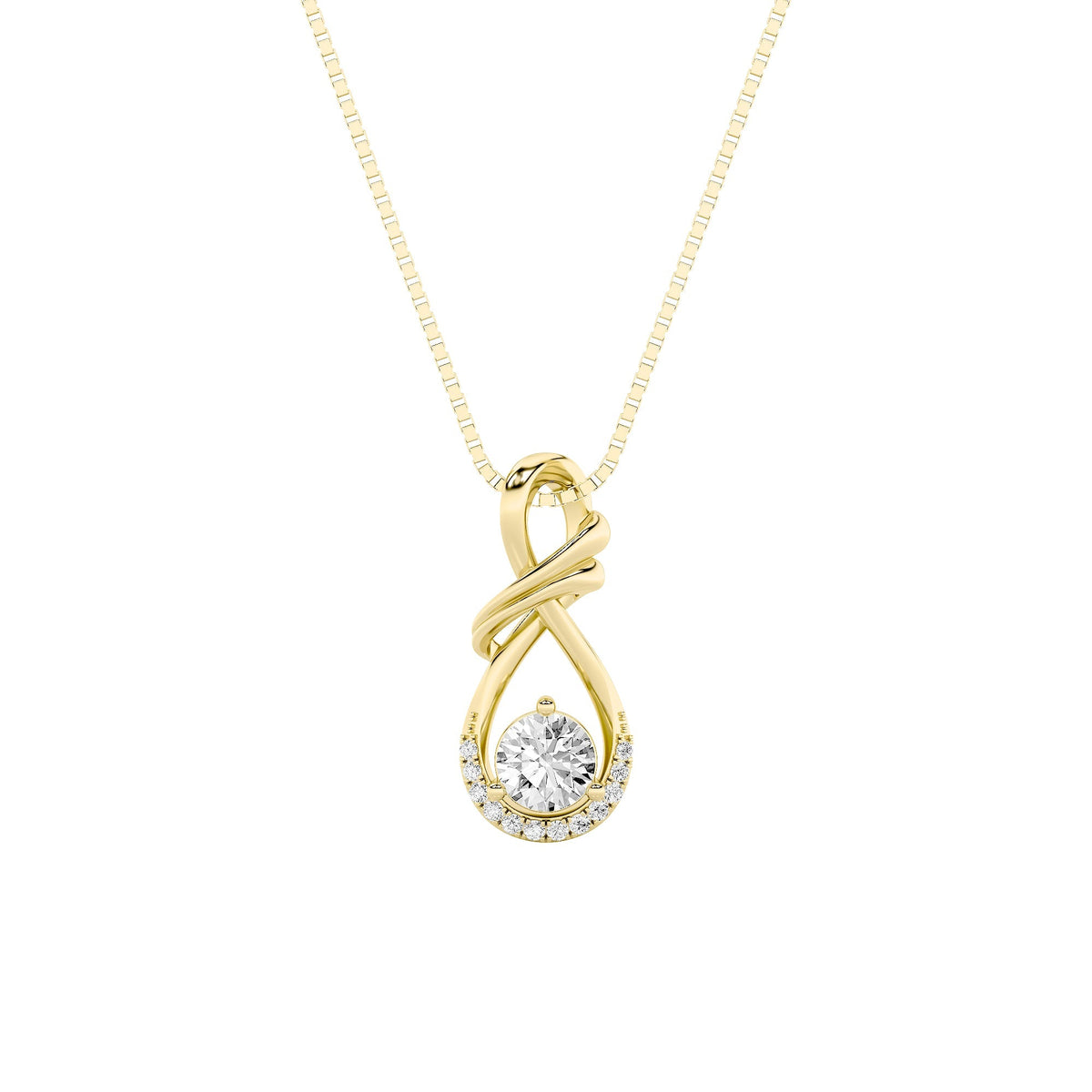 1CTW Round Lab-Grown Diamond Solitaire Pendant 13 Stones