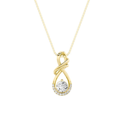 1CTW Round Lab-Grown Diamond Solitaire Pendant 13 Stones
