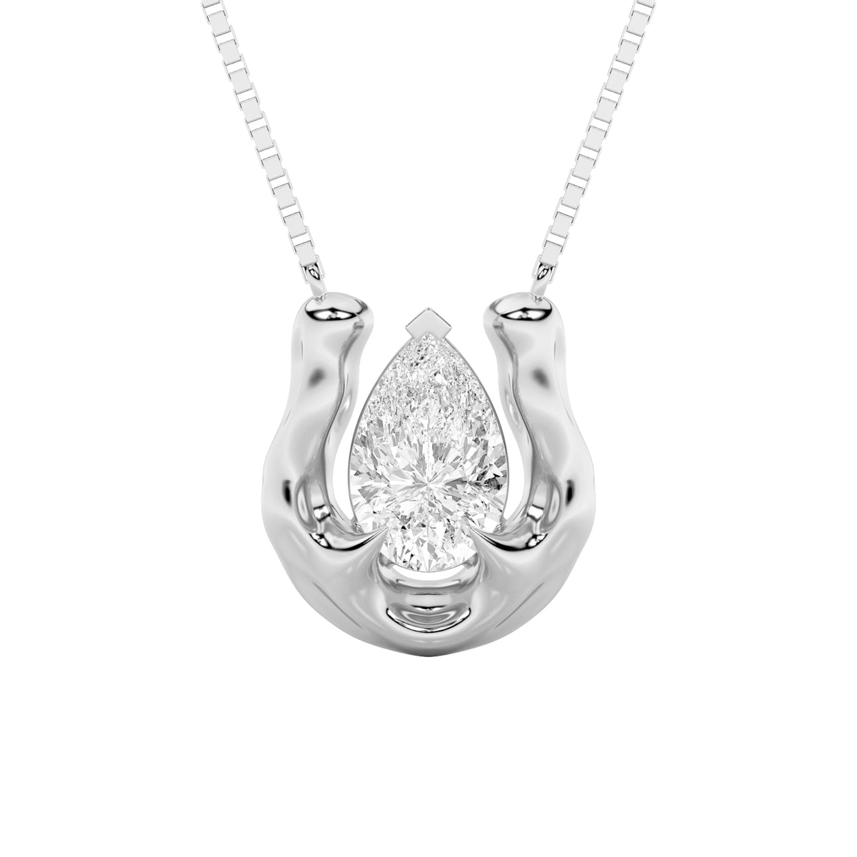 1CTW Pear Lab-Grown Diamond Prong Necklace 1 Stone