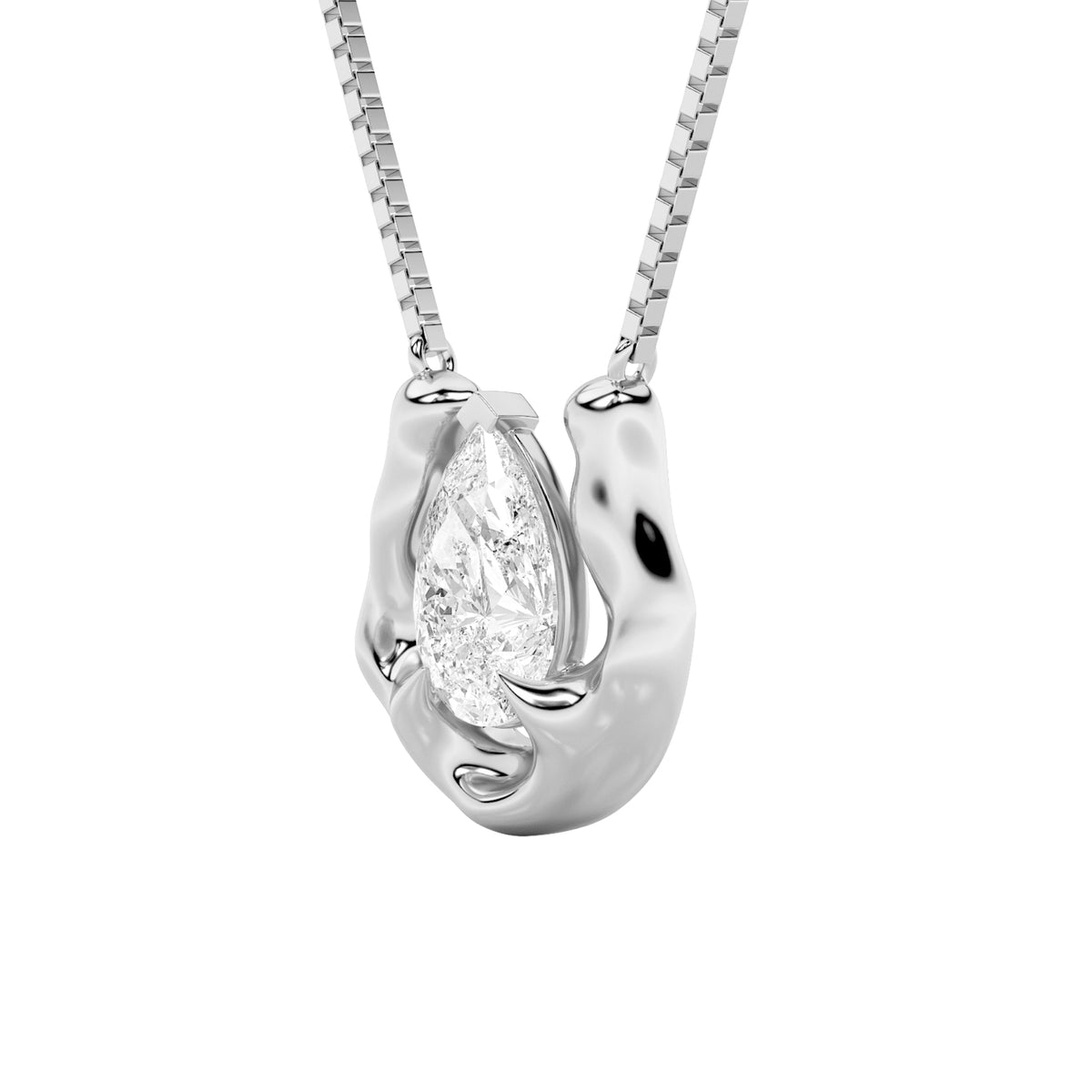 1CTW Pear Lab-Grown Diamond Prong Necklace 1 Stone