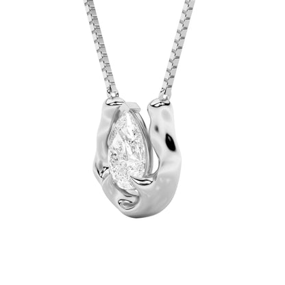 1CTW Pear Lab-Grown Diamond Prong Necklace 1 Stone