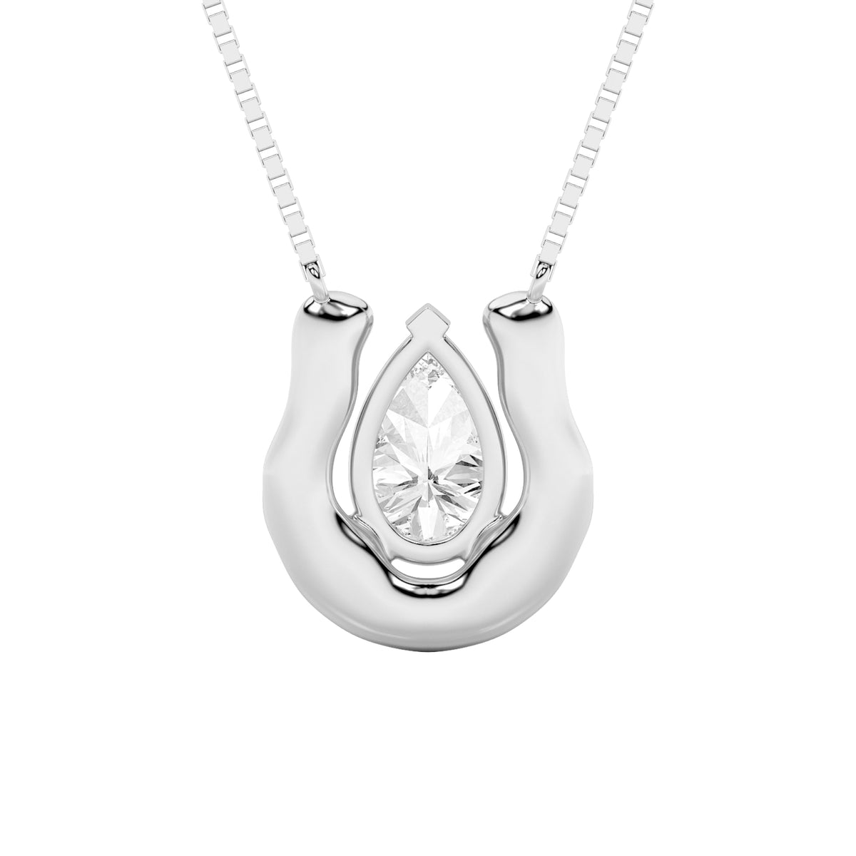 1CTW Pear Lab-Grown Diamond Prong Necklace 1 Stone