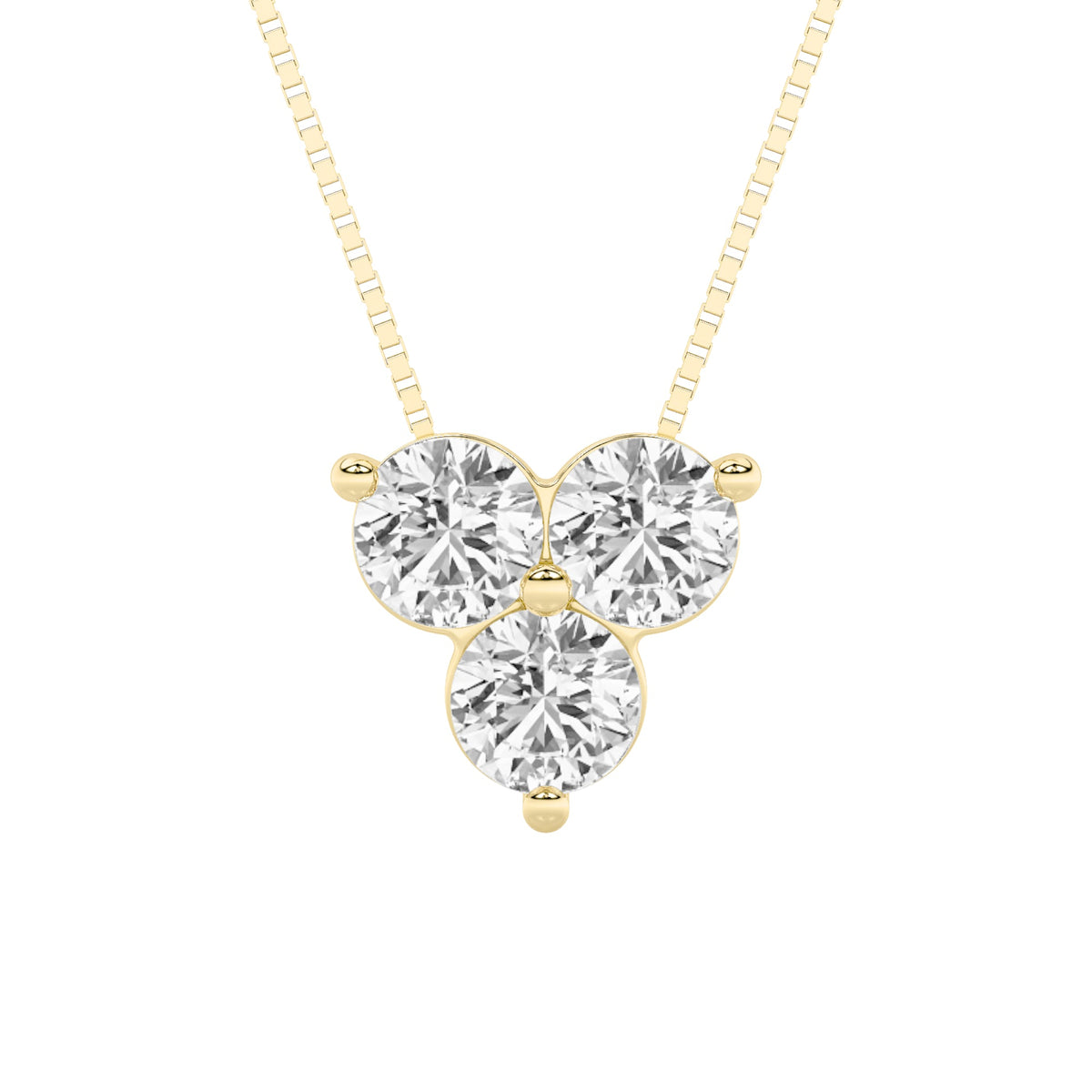 1CTW Round Lab-Grown Diamond Prong Three Stone Pendant 3 Stones 4.2mm Width