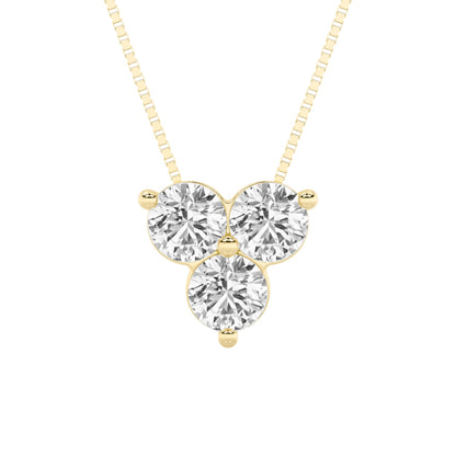 1CTW Round Lab-Grown Diamond Prong Three Stone Pendant 3 Stones 4.2mm Width