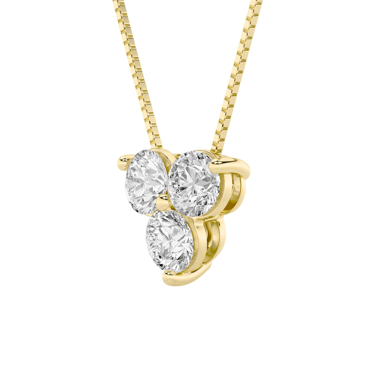 1CTW Round Lab-Grown Diamond Prong Three Stone Pendant 3 Stones 4.2mm Width