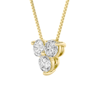 1CTW Round Lab-Grown Diamond Prong Three Stone Pendant 3 Stones 4.2mm Width