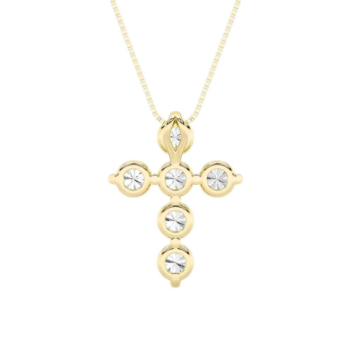 1.5CTW Round Lab-Grown Diamond Prong Cross Pendant 6 Stones 14.5mm Width