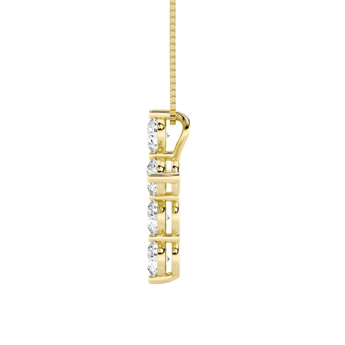 1.5CTW Round Lab-Grown Diamond Prong Cross Pendant 6 Stones 14.5mm Width