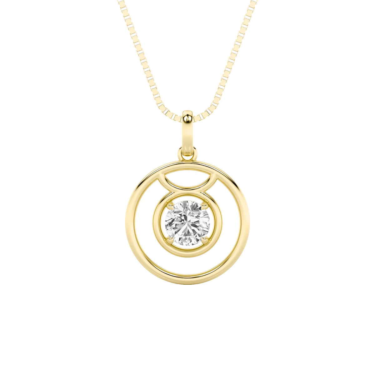 1CTW Round Lab-Grown Diamond Prong Zodiac Pendant 1 Stone