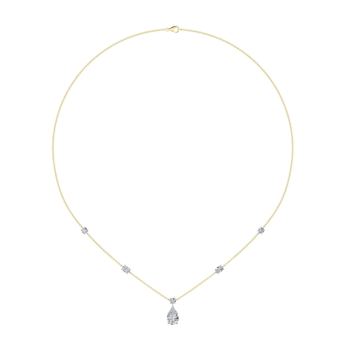 3CTW Pear Lab-Grown Diamond Strata Chic Collection Necklace 6 Stones