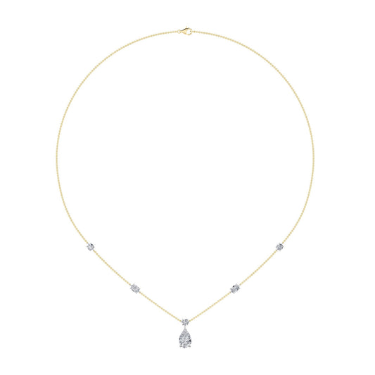 3CTW Pear Lab-Grown Diamond Strata Chic Collection Necklace 6 Stones