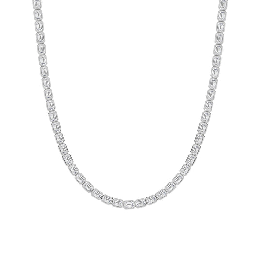 30CTW Emerald Lab-Grown Diamond Bezel Set Necklace 76 Stones
