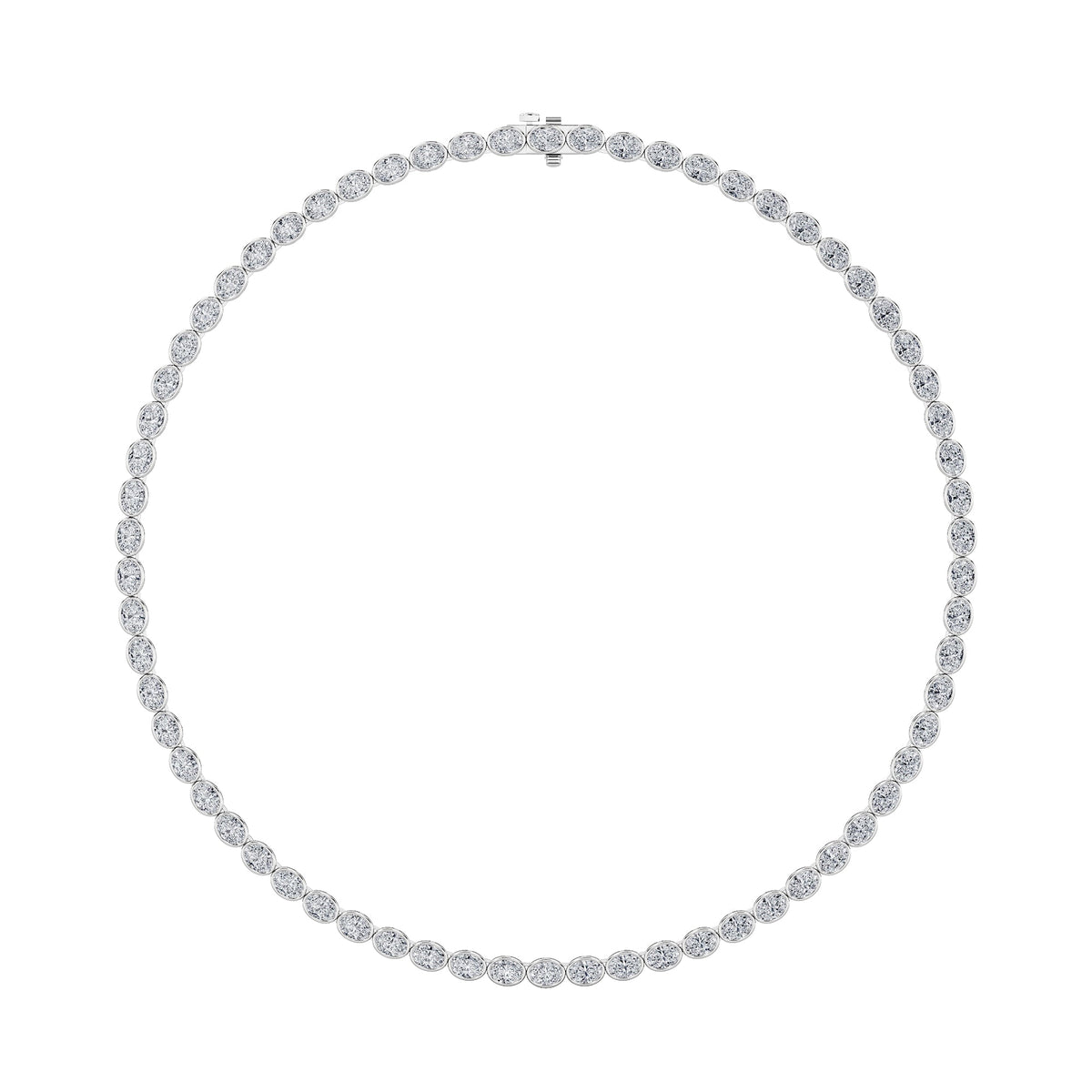 22.25CTW Oval Lab-Grown Diamond East West Bezel Set Necklace 74 Stones