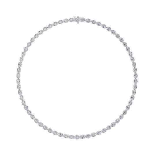 22.25CTW Oval Lab-Grown Diamond East West Bezel Set Necklace 74 Stones