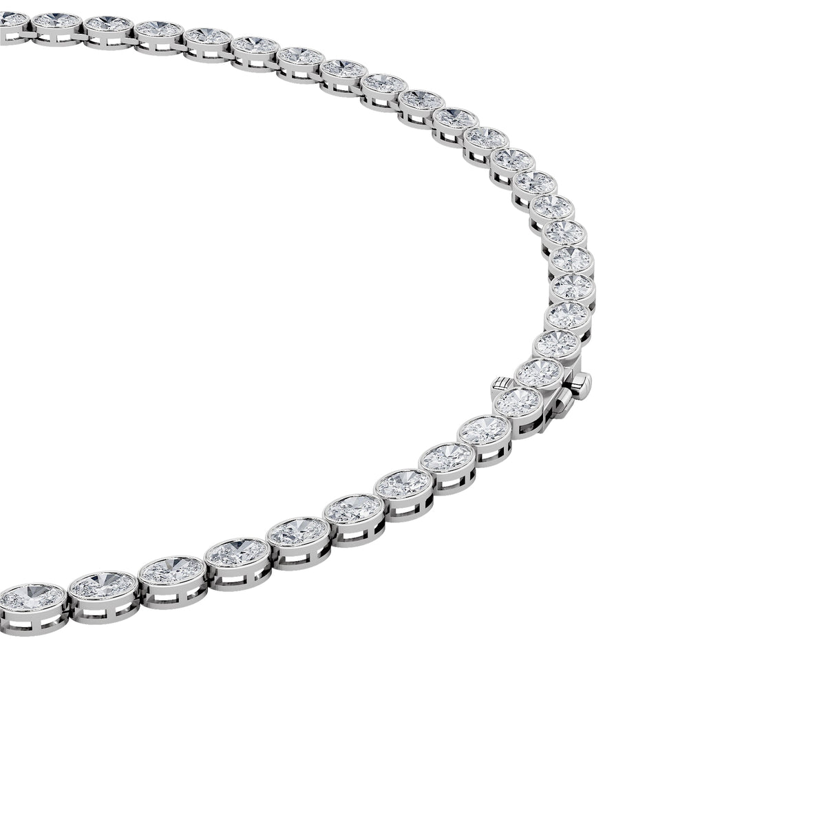22.25CTW Oval Lab-Grown Diamond East West Bezel Set Necklace 74 Stones