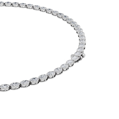 22.25CTW Oval Lab-Grown Diamond East West Bezel Set Necklace 74 Stones