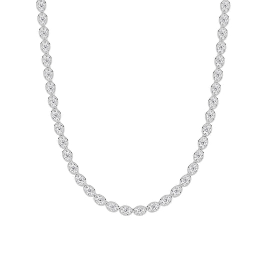30CTW Oval Lab-Grown Diamond Bezel Set Necklace 61 Stones