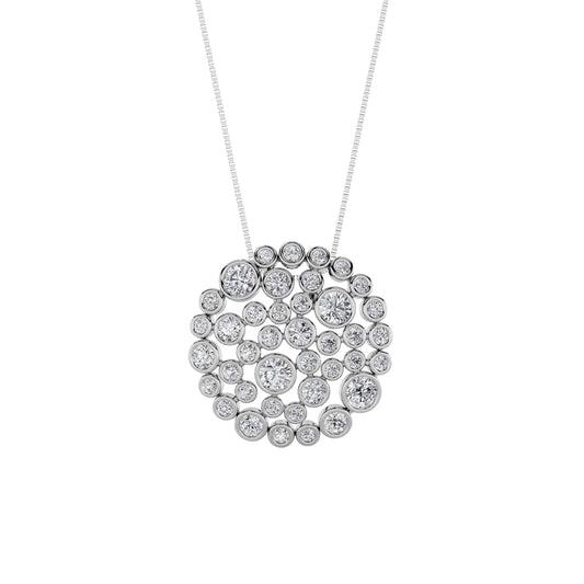 2CTW Round Lab-Grown Diamond Bezel Set Bubble Pendant 40 Stones