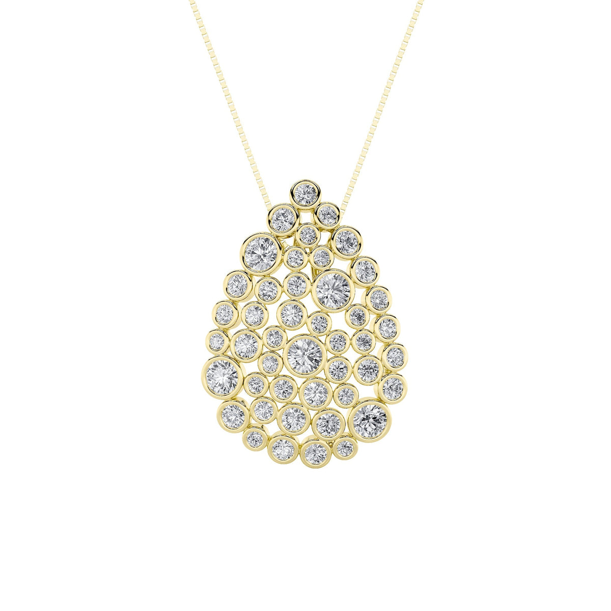 2.5CTW Round Lab-Grown Diamond Bezel Set Bubble Pendant 45 Stones