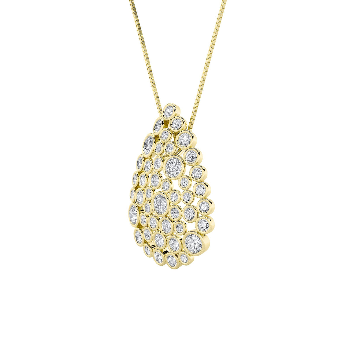 2.5CTW Round Lab-Grown Diamond Bezel Set Bubble Pendant 45 Stones