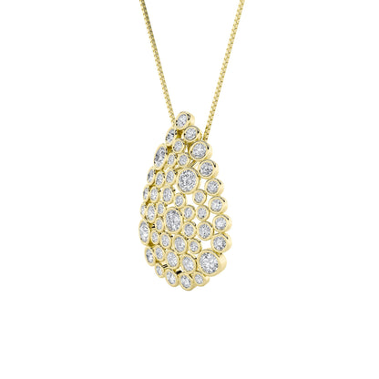 2.5CTW Round Lab-Grown Diamond Bezel Set Bubble Pendant 45 Stones