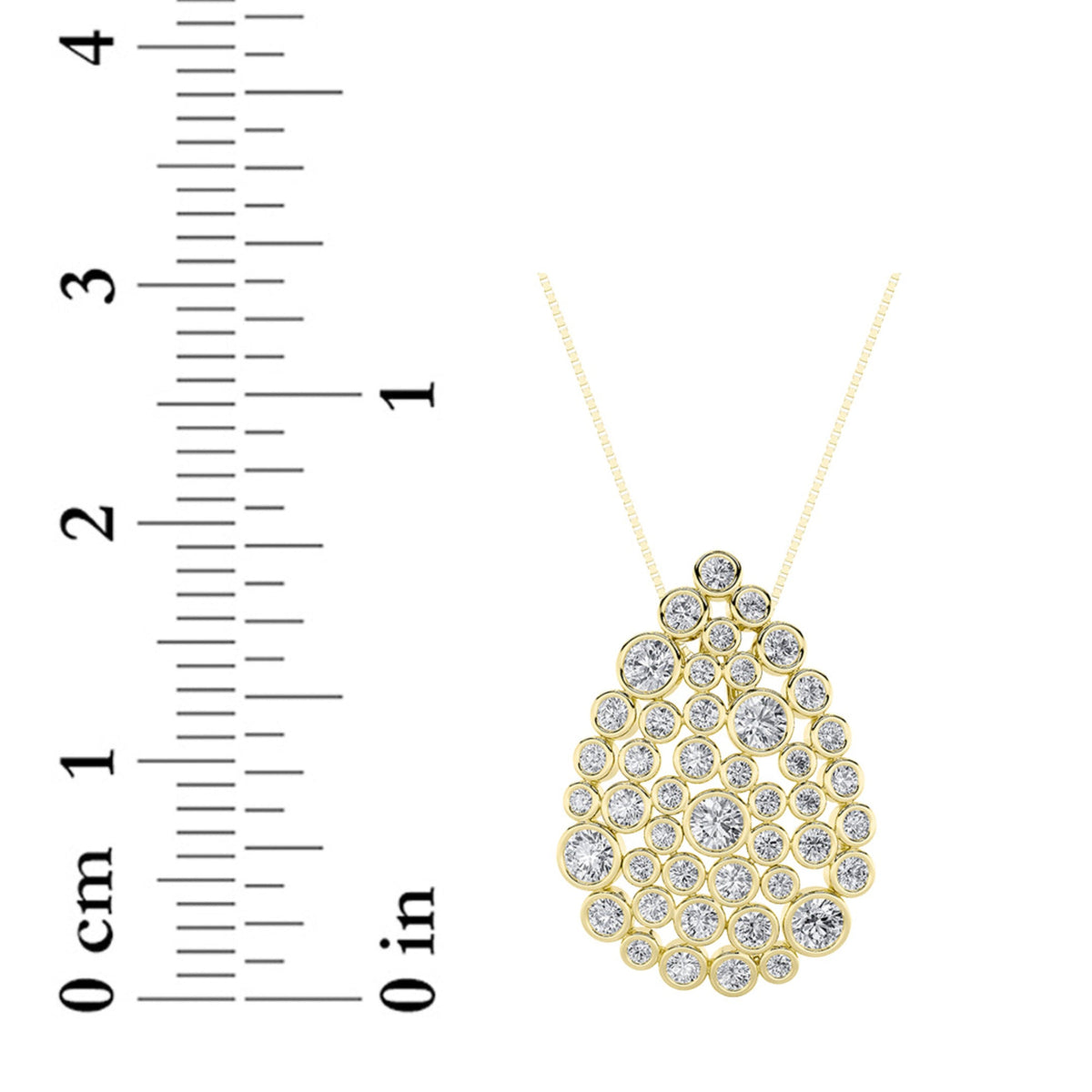 2.5CTW Round Lab-Grown Diamond Bezel Set Bubble Pendant 45 Stones
