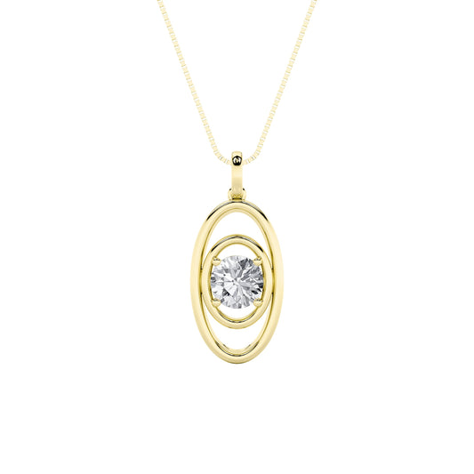 1CTW Round Lab-Grown Diamond Concentric Fancy Pendant 1 Stone