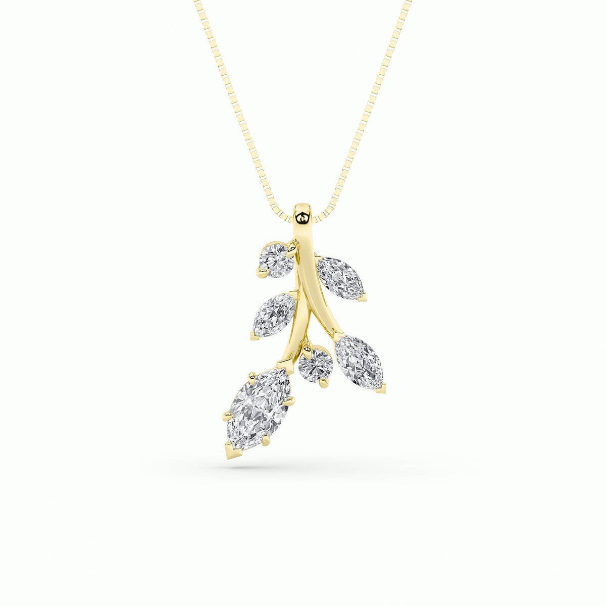 1.5CTW Marquise Lab-Grown Diamond Leaf Motif Fashion Pendant 6 Stones 14mm Width