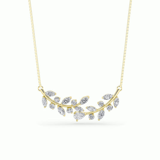 2.5CTW Pear Lab-Grown Diamond Leaf Motif Fashion Necklace 18 Stones