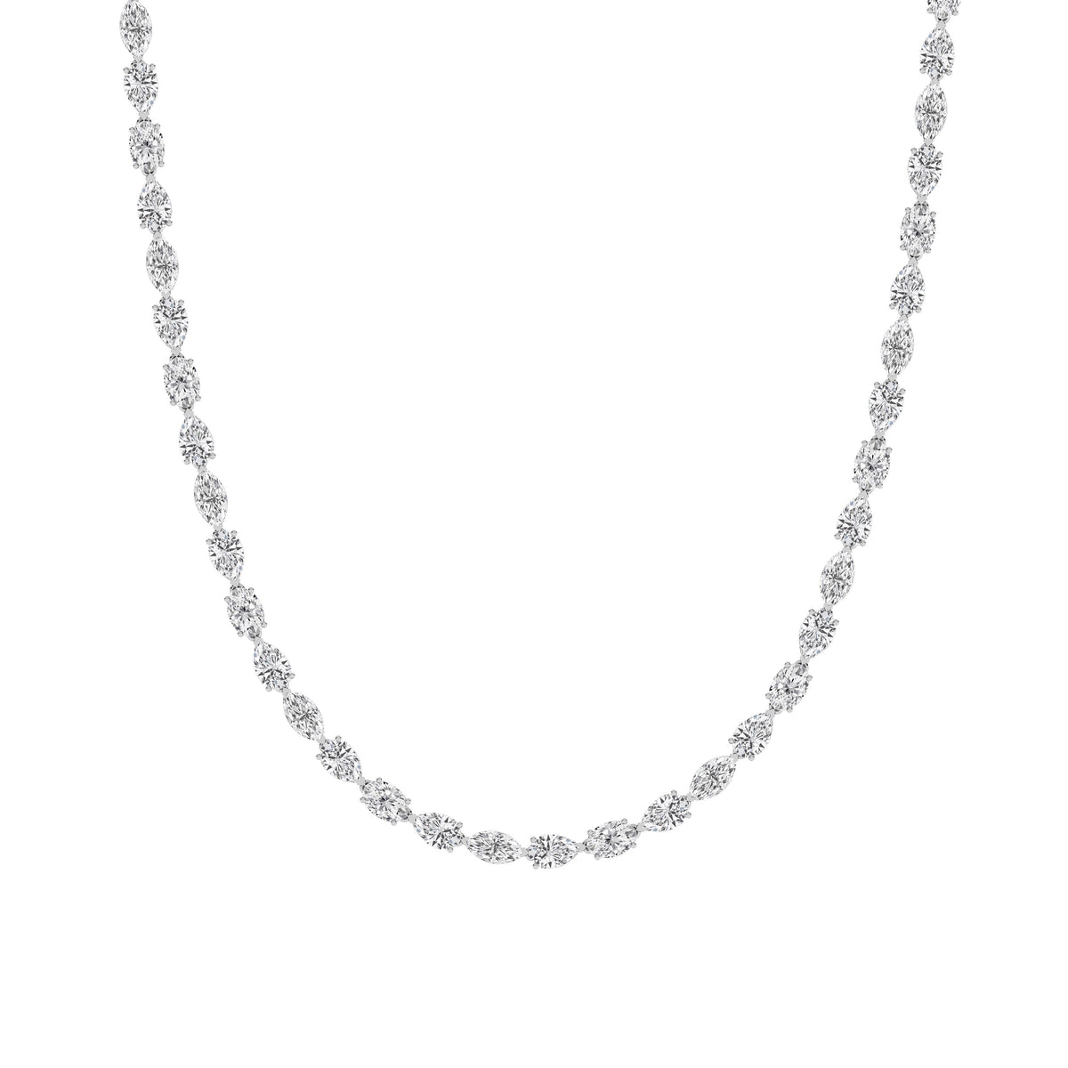 25CTW Mix Lab-Grown Diamond Prong Tennis Necklace 64 Stones