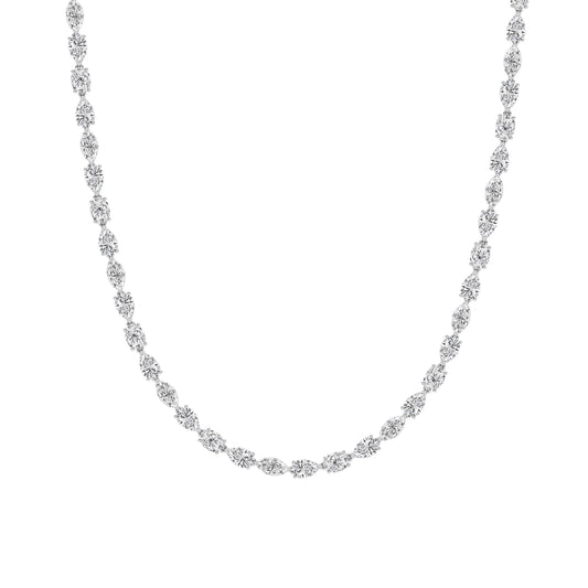 25CTW Mix Lab-Grown Diamond Prong Tennis Necklace 64 Stones