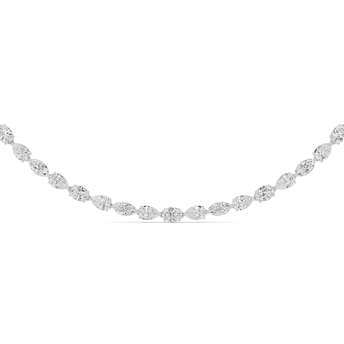 25CTW Mix Lab-Grown Diamond Prong Tennis Necklace 64 Stones