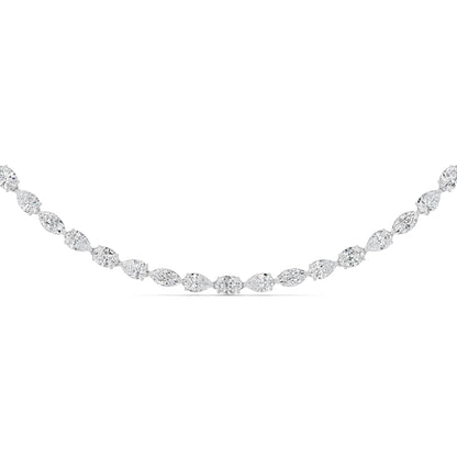 25CTW Mix Lab-Grown Diamond Prong Tennis Necklace 64 Stones