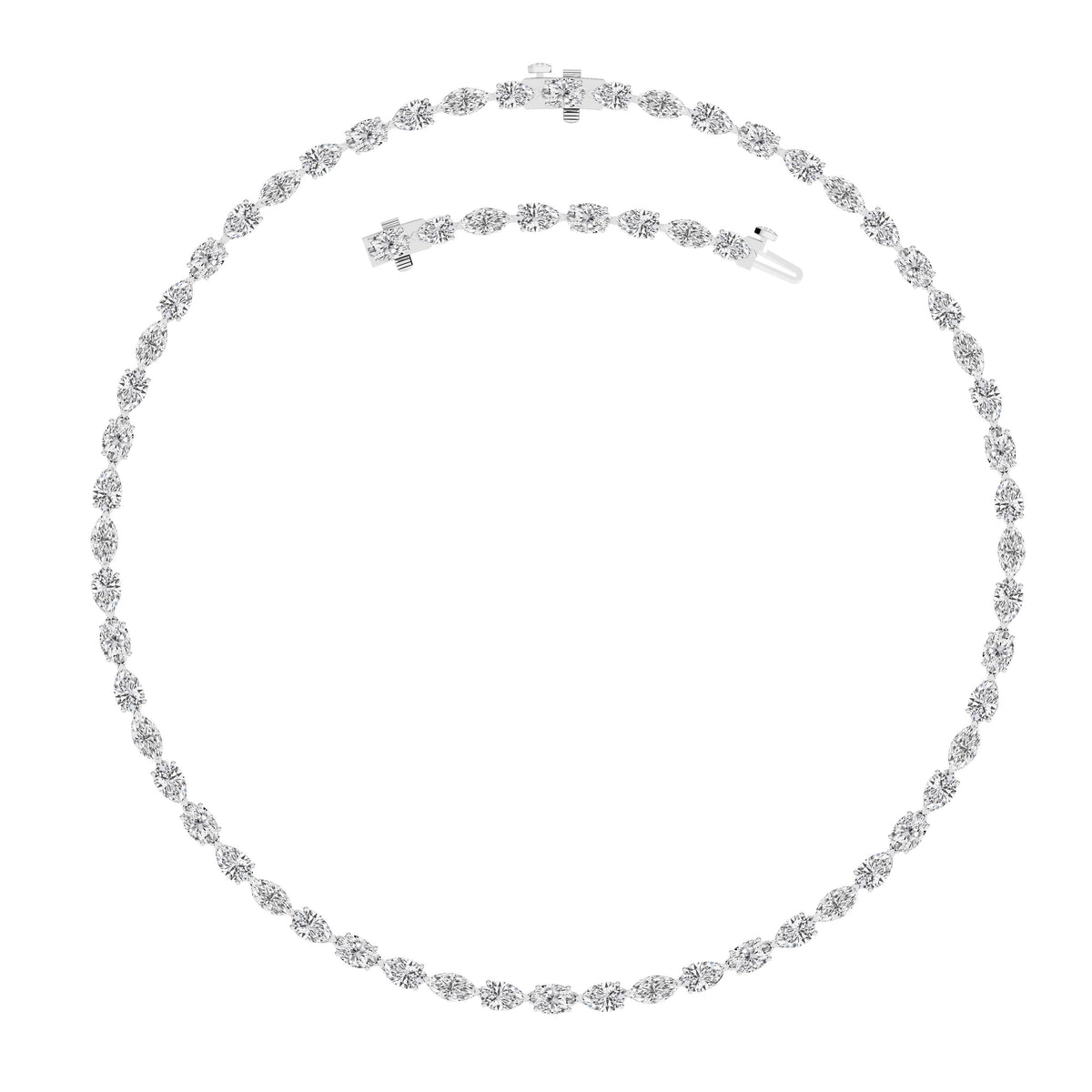 25CTW Mix Lab-Grown Diamond Prong Tennis Necklace 64 Stones