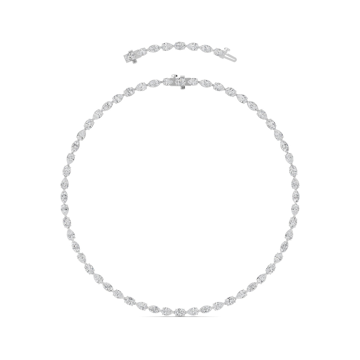 25CTW Mix Lab-Grown Diamond Prong Tennis Necklace 64 Stones
