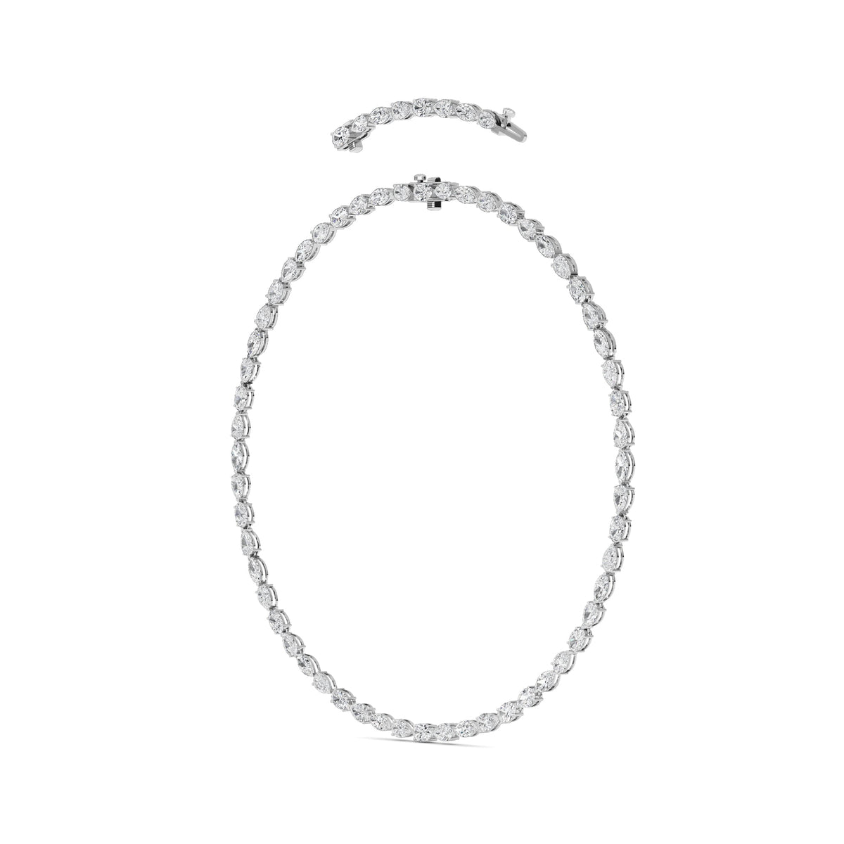25CTW Mix Lab-Grown Diamond Prong Tennis Necklace 64 Stones