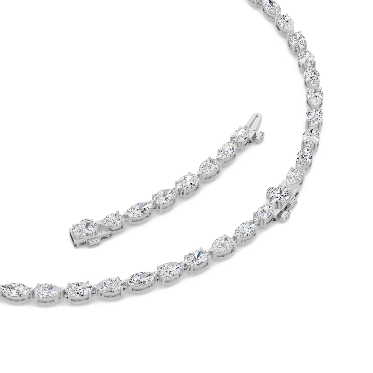 25CTW Mix Lab-Grown Diamond Prong Tennis Necklace 64 Stones