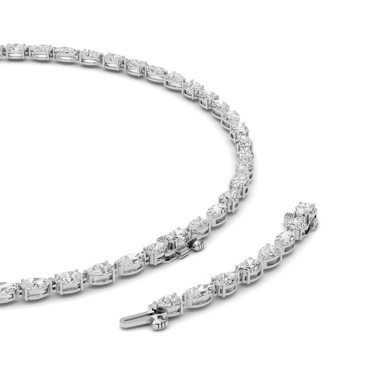25CTW Mix Lab-Grown Diamond Prong Tennis Necklace 64 Stones