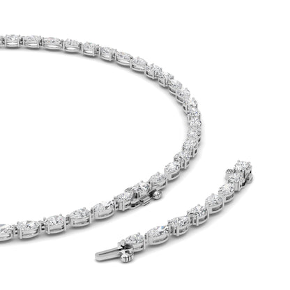 25CTW Mix Lab-Grown Diamond Prong Tennis Necklace 64 Stones