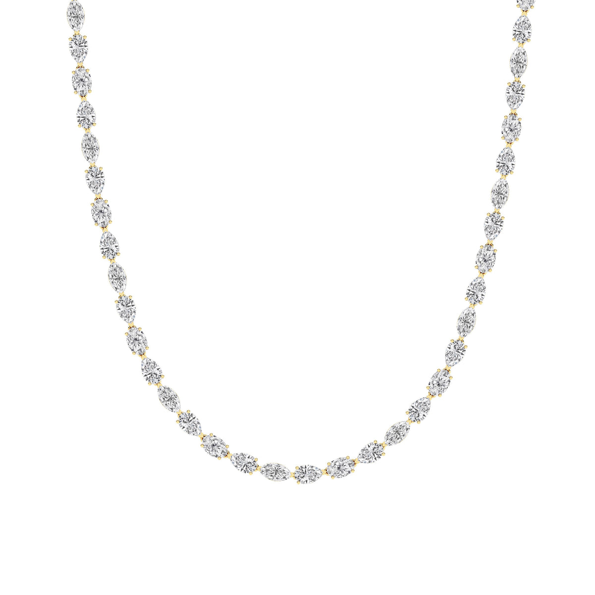 25CTW Mix Lab-Grown Diamond Prong Tennis Necklace 64 Stones