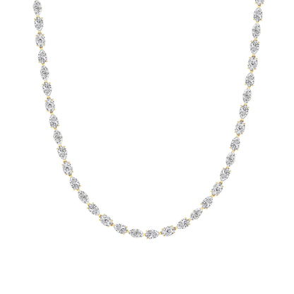 25CTW Mix Lab-Grown Diamond Prong Tennis Necklace 64 Stones