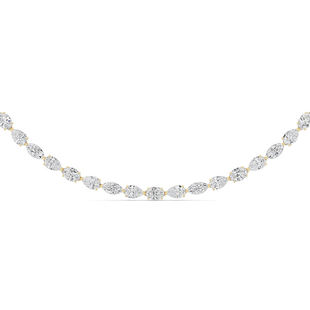 25CTW Mix Lab-Grown Diamond Prong Tennis Necklace 64 Stones