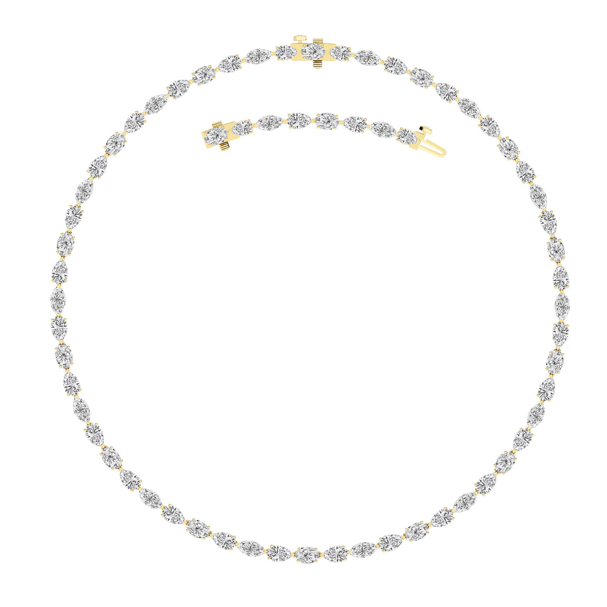 25CTW Mix Lab-Grown Diamond Prong Tennis Necklace 64 Stones