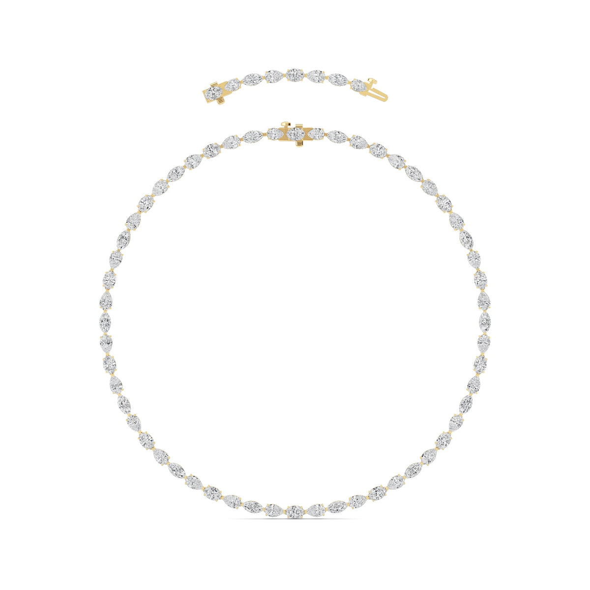 25CTW Mix Lab-Grown Diamond Prong Tennis Necklace 64 Stones
